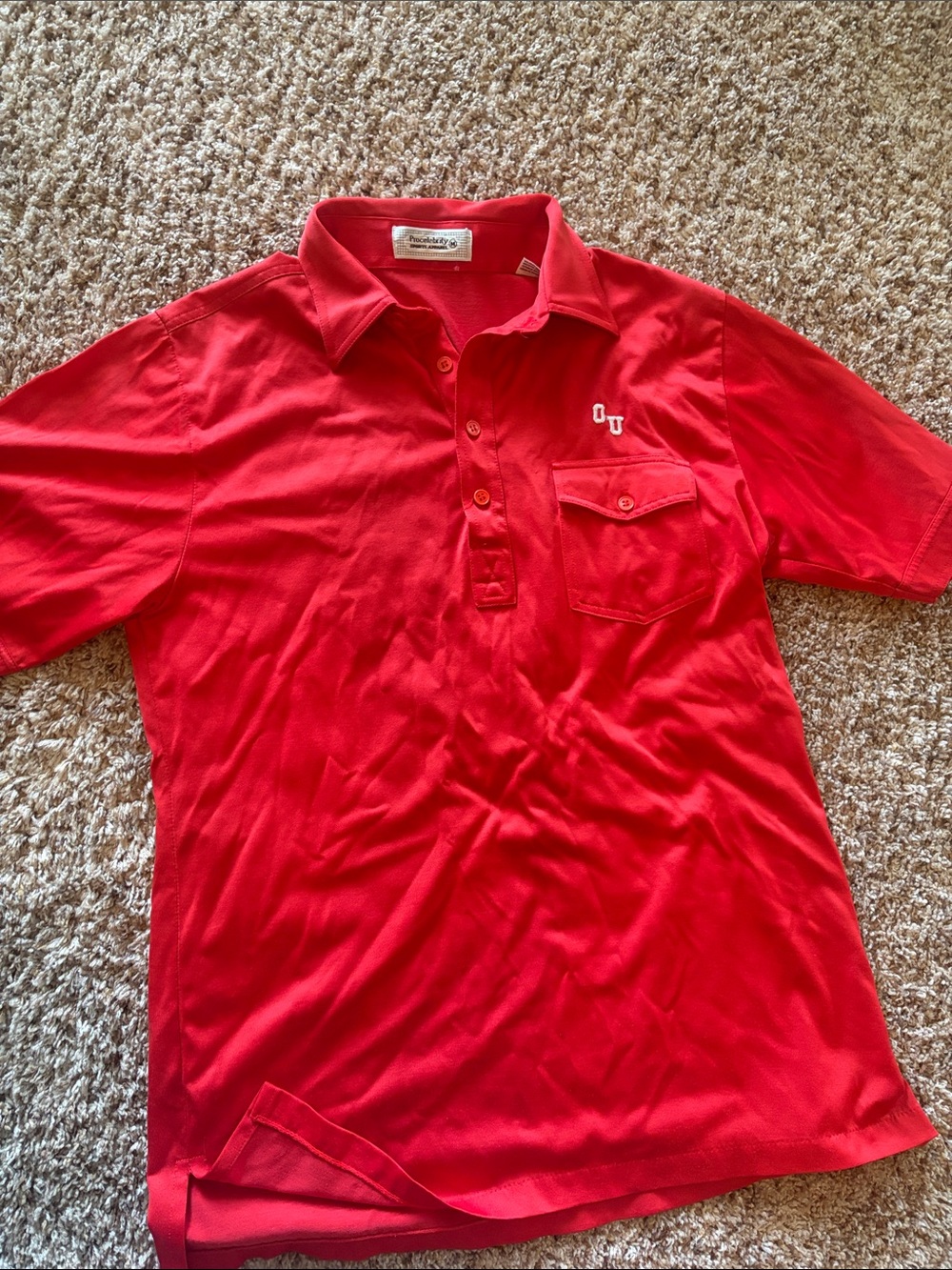Men's Red Polo Shirt with Chest Pocket and Subtle Logo
